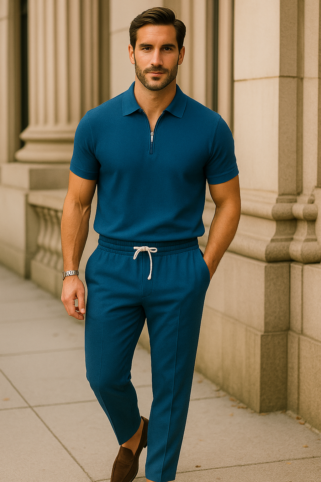 Urban Waffle Set – Men’s Casual & Sophisticated Autumn Outfit