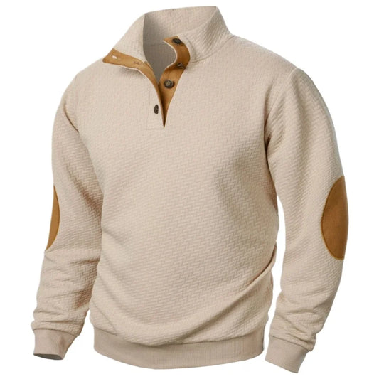 Urban Prestige – Men’s High-Collar Buttoned Sweatshirt