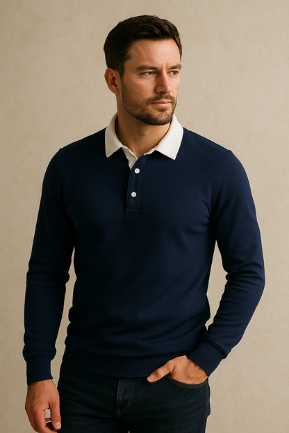 Elite Polo Comfort – Men's Polo Neck Sweatshirt Autumn/Winter