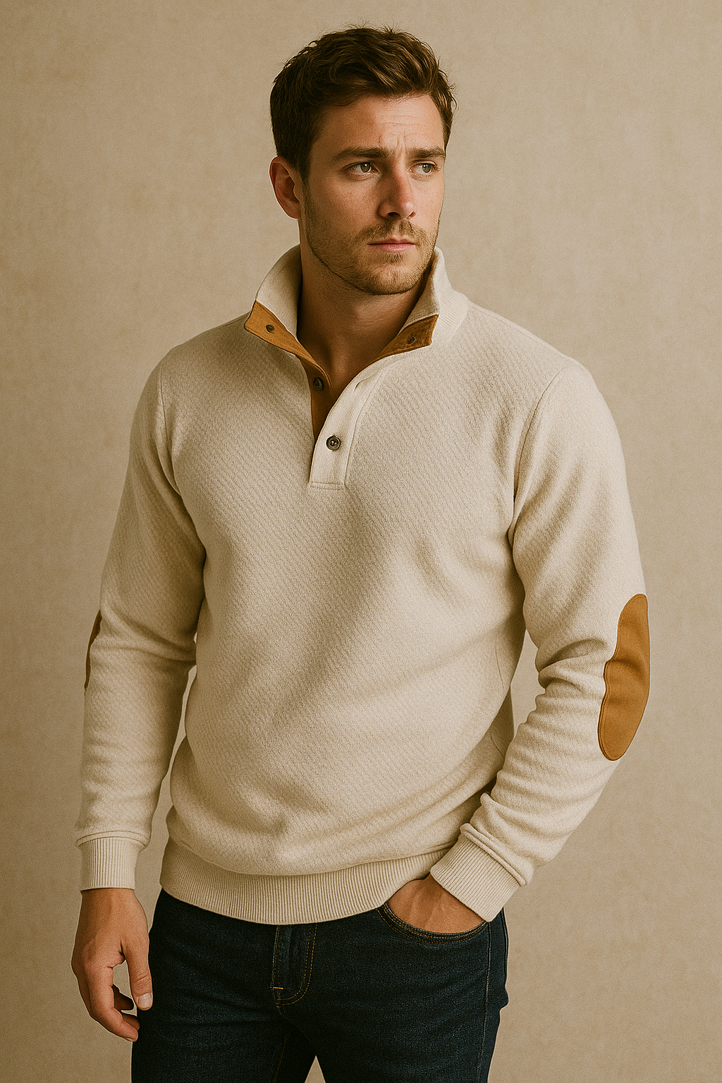 Urban Prestige – Men's High-Collar Buttoned Sweatshirt