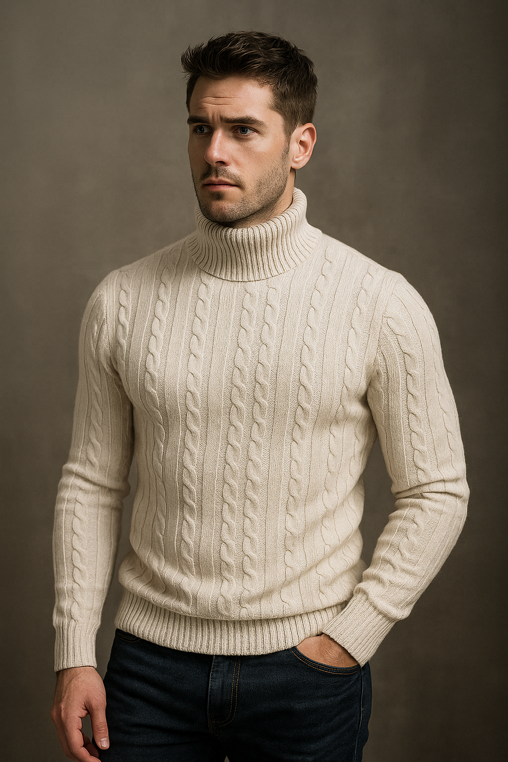 Eternal Elegance – Men's Turtleneck Sweater