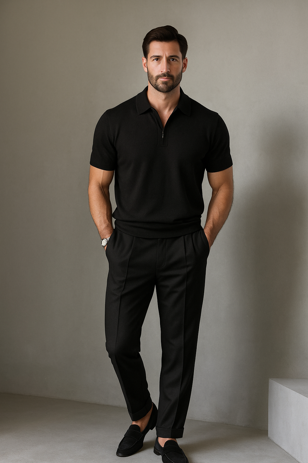Urban Waffle Set – Men’s Casual & Sophisticated Autumn Outfit