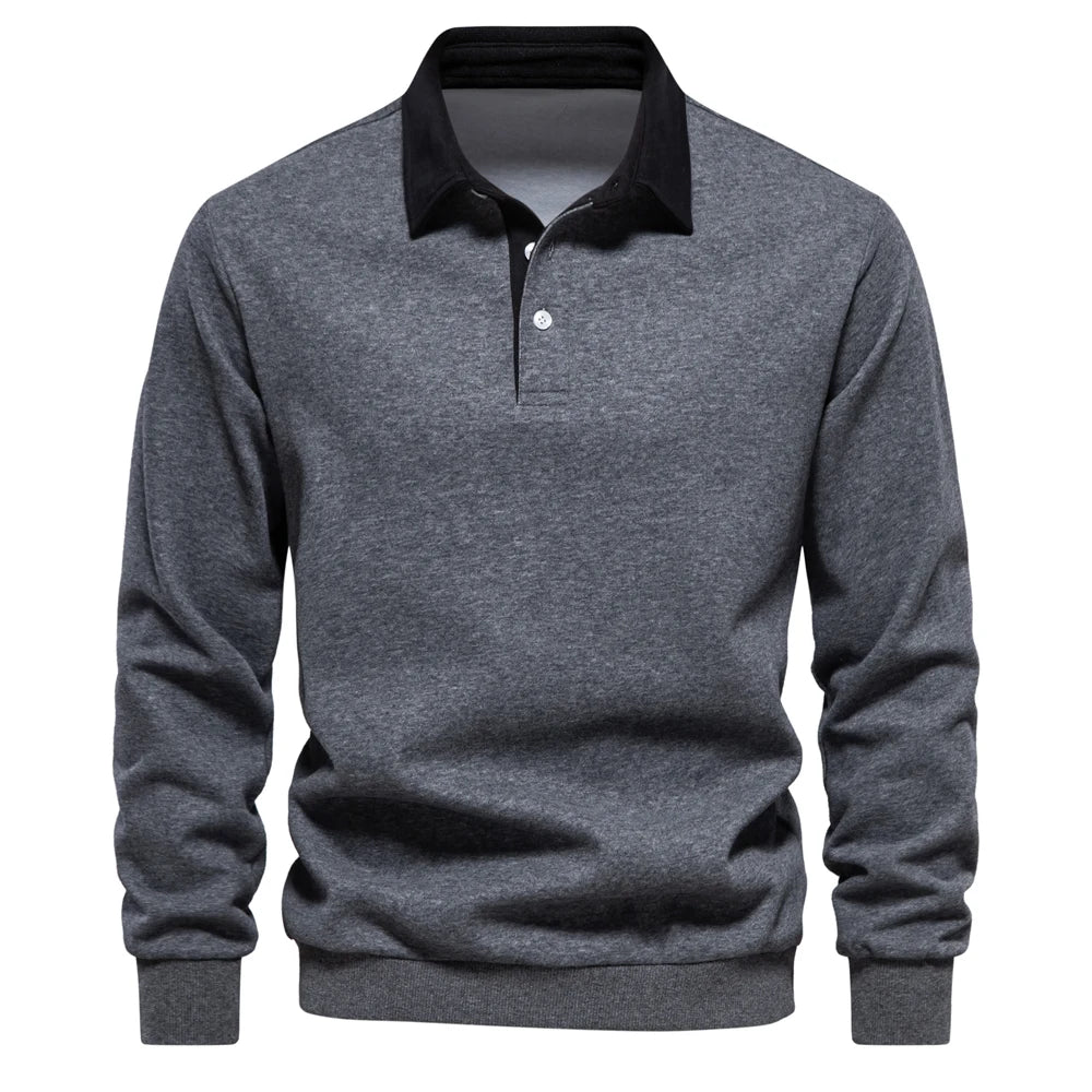 Elite Polo Comfort – Men's Polo Neck Sweatshirt Autumn/Winter