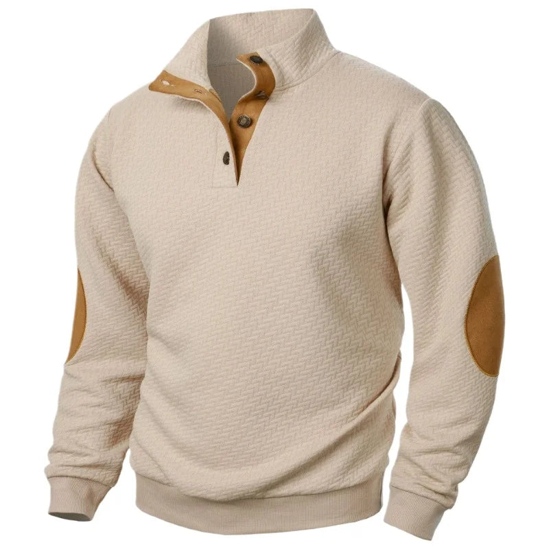 Urban Prestige – Men's High-Collar Buttoned Sweatshirt