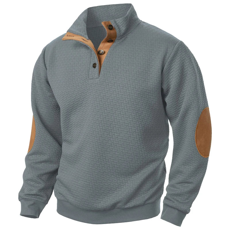 Urban Prestige – Men's High-Collar Buttoned Sweatshirt