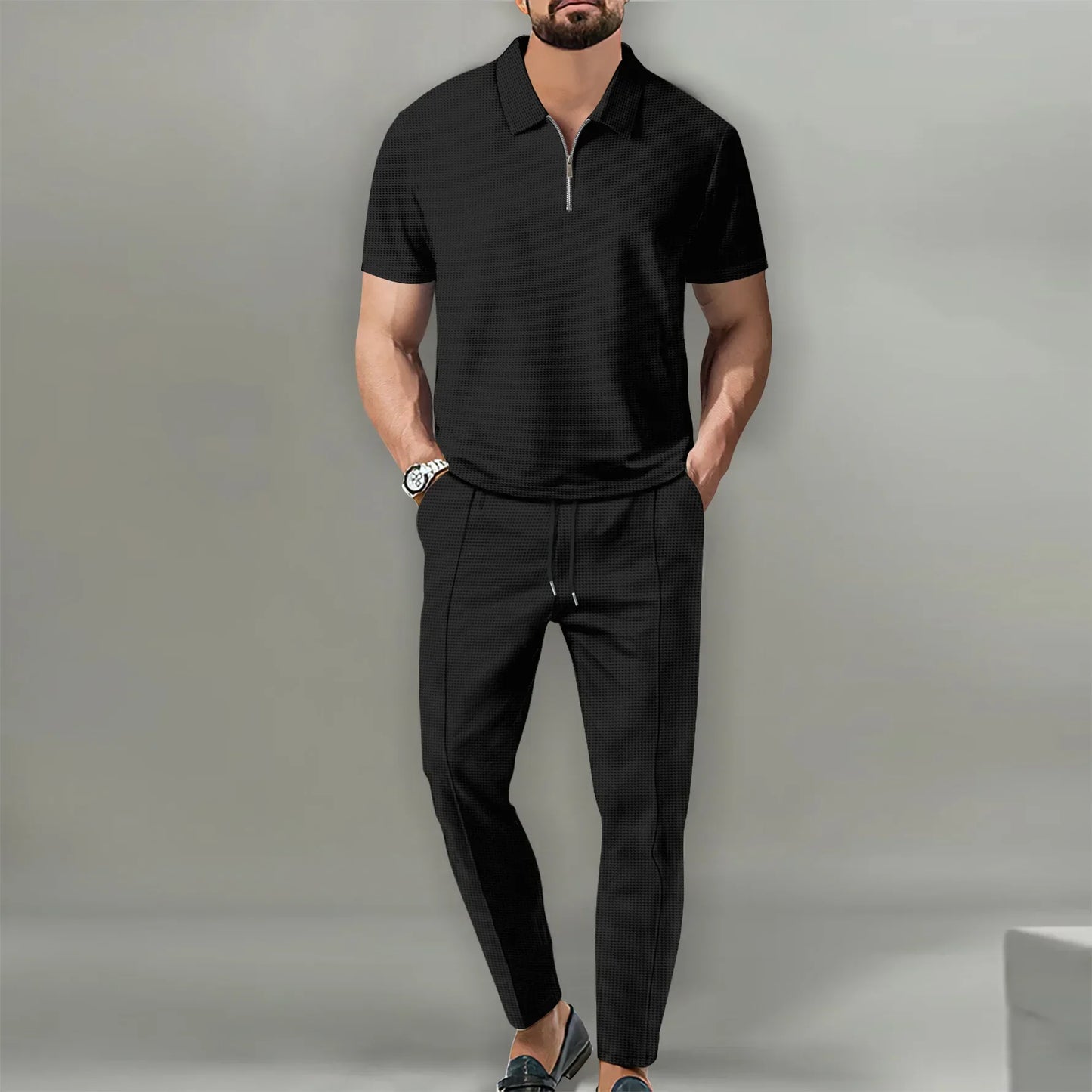 Urban Waffle Set – Men’s Casual & Sophisticated Autumn Outfit
