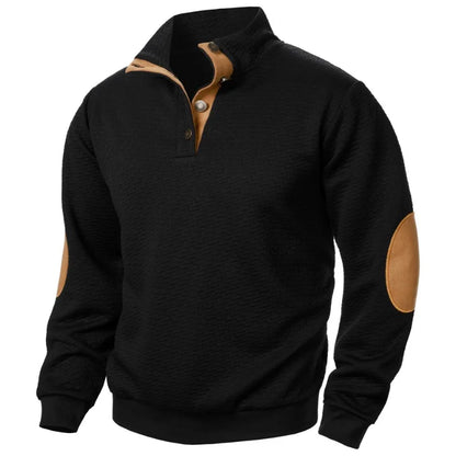 Urban Prestige – Men's High-Collar Buttoned Sweatshirt