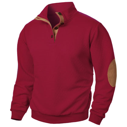 Urban Prestige – Men's High-Collar Buttoned Sweatshirt