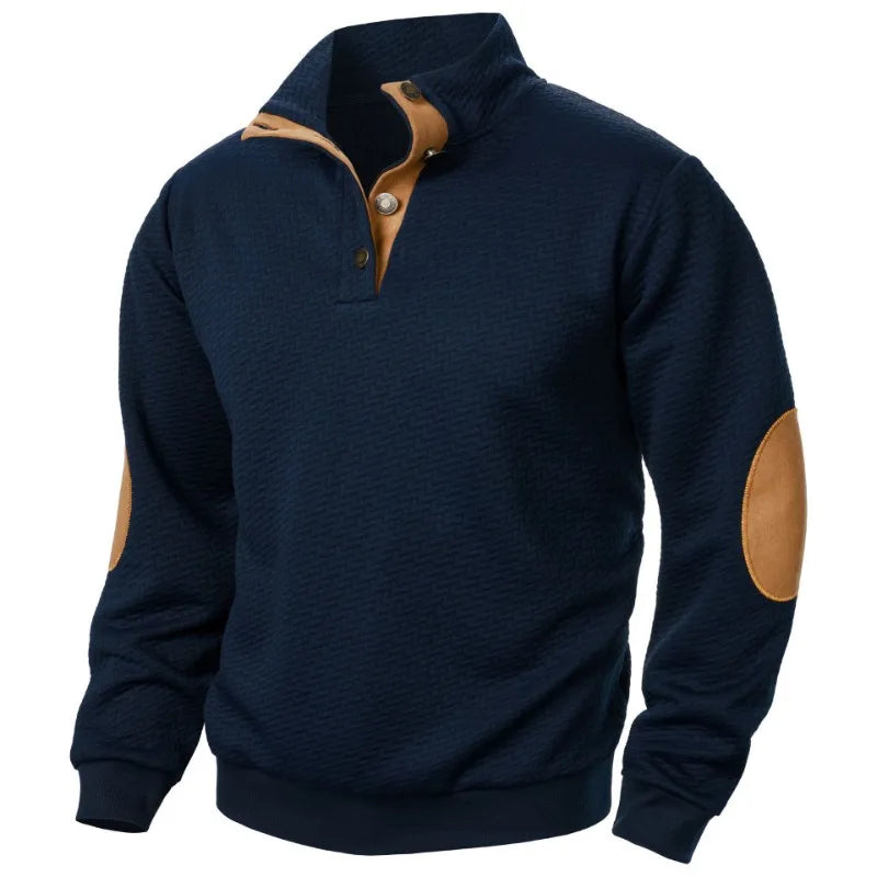 Urban Prestige – Men's High-Collar Buttoned Sweatshirt