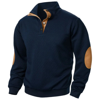 Urban Prestige – Men's High-Collar Buttoned Sweatshirt